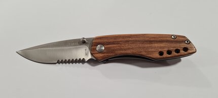 Jim Bowie 1827 Zebra Wood Liner Lock Pocket Knife 3in